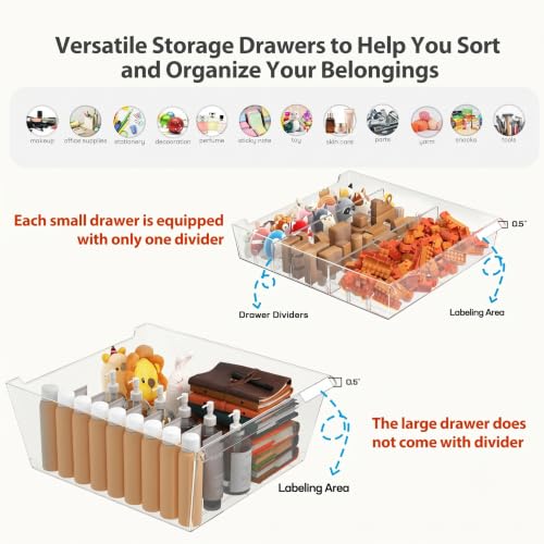 WOPITUES Mobile Storage Cabinet with 15 Clear Drawers, Modern White - color: White, size: 10M+5L