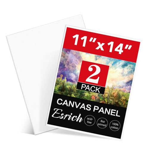 ESRICH Canvas Boards for Painting, 2 Pack Canvas for Painting 11x14 Cotton Primed Acid Free Blank Canvas Panels for Oil Paint, Watercolor, Acrylic Paint, Gouache and Tempera. - size: 11*14in 2pack