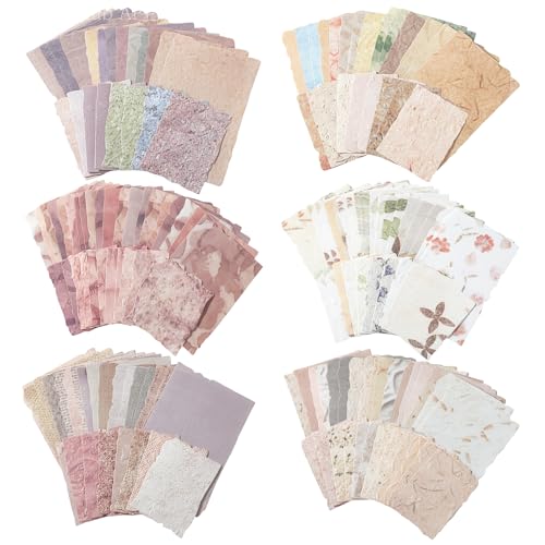BESARME 192 Pcs Vintage Scrapbook Paper Set, 6 Themes For Journaling | Double-Sided Cardstock, 2 Sizes, Textured Designs, For Junk Journal, Planner, Cards, Album Decor - color: Vintage