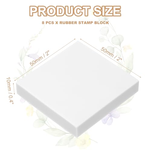 PATIKIL 8Pcs 2X2" Rubber Carving Blocks, Soft Linoleum Art Carving Block Square Crafts Stamp Making for Printmaking Stamps Carving Supplies, White - color: White