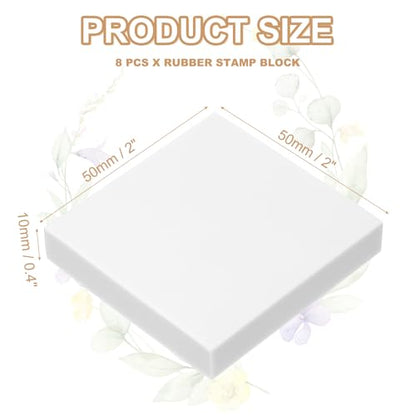 PATIKIL 8Pcs 2X2" Rubber Carving Blocks, Soft Linoleum Art Carving Block Square Crafts Stamp Making for Printmaking Stamps Carving Supplies, White - color: White