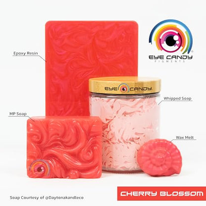 Eye Candy Pigments Premium Red Mica Powder - Cherry Blossom (50gr) - for Epoxy, Resin, Soap, Paint, Woodworking, Acrylic Pouring, Bath Bombs, Fishing Lures - DIY Arts and Crafts Additive - color: Cherry Blossom