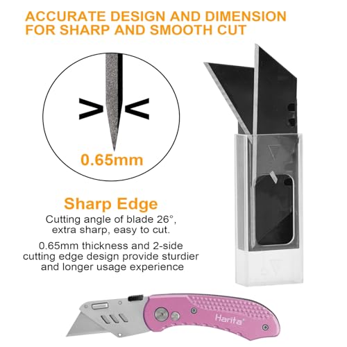 Harita Utility Knife Blades, Box Cutter Blades, Razor Blades with Blackened SK-2 High Carbon Steel, Roof Blades, Rust-Resistent, Extra Durable and Sharp, Standard Size, 10pcs/box easy carrying 30 pcs - color: Black, size: 30 Pack