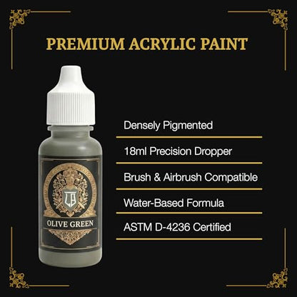 Ludus Bellum Miniature Paint Olive Green Color 18ml Dropper Bottle | Professional Acrylic Paint for Miniatures & Models, Provides Quality Acrylic Tones and Shades for Warhammer 40K D&D Figures - color: Olive Green