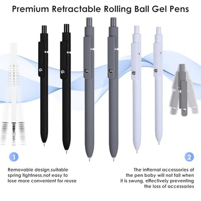 Gel Pens, 6pcs 0.5mm Black Ink Fine Point Pens, Cute Office School Supplies | Quick Dry Smooth Writing Pens For Journaling Note Taking, Anniversary Birthday Gifts for Men Women, Nurse Aesthetic Pen - color: Multicolor & 6 Black Gray White