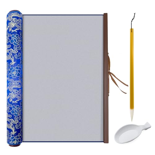 Reusable Calligraphy Cloth, No Ink Magic Water Painting Paper for Chinese Calligraphy Practice, Professional Water Drawing Mat Writing Cloth Scroll for Beginners -Blue - color: Blue