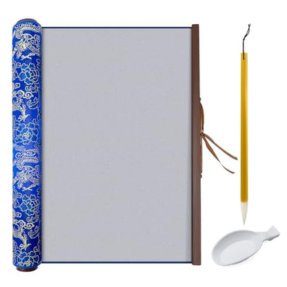 Reusable Calligraphy Cloth, No Ink Magic Water Painting Paper for Chinese Calligraphy Practice, Professional Water Drawing Mat Writing Cloth Scroll for Beginners -Blue - color: Blue