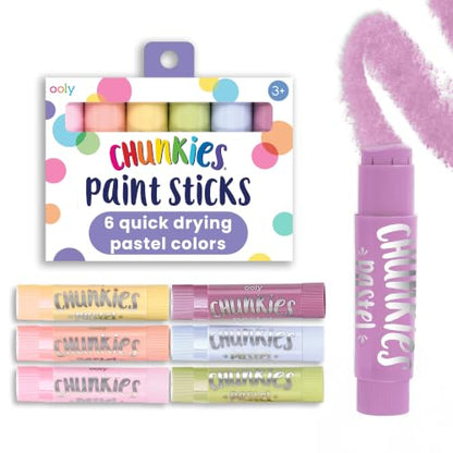 Ooly Chunkies Easy Grip Tempera Paint Sticks for Kids, Set of 6 - Pastel - color: Pastel
