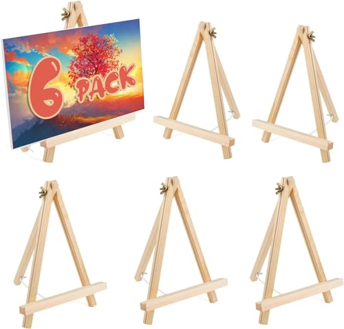 GardEasy 6 Pack 9 Inch Wood Easels, Easel Stand for Painting Canvases, Tripod, Kids Student Tabletop Easels for Painting, Art Craft Painting Easel Stand for Artist Adults Students - style: 6