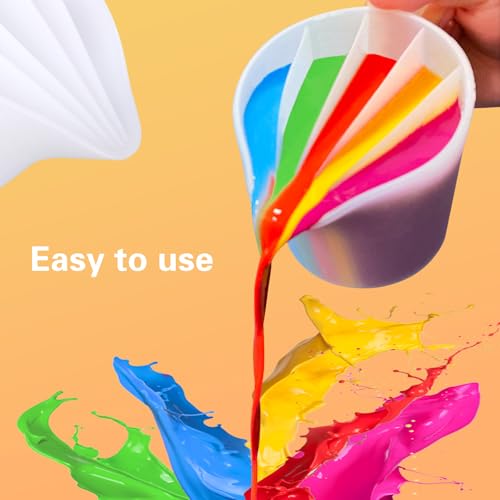 Kunyeah Split Cup with Handle 17OZ/500ML Silicone Cup for Paint Pouring Fluid Art Split Cup Acrylic Paint Pour Cup DIY Making Crafts Supplies Epoxy Resin Art Drawing Accessories (5 Chambers) - size: 5 Chambers
