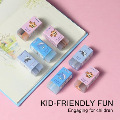 HILAZA 18Pcs Cute Sea Animal Erasers for Kids Bulk, Kawaii Fun Pencil Jelly Erasers for School Classroom Supplies Prize Gifts Party Favors - style: SEA ANIMAL