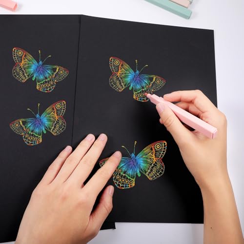 100 Sheets Black Sketch Drawing Paper Heavyweight 150 GSM /100 Lbs Artist Drawing Paper Sketchbook for Colored Pencil, Oil Pastel, Charcoal, Gel Pen, Chalk(9 x 12 Inches)