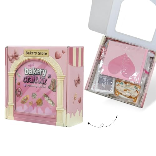 iLAND Air Dry Clay Bakery Crafts Kits for Kids Girls 8-12, Birthday Gifts | CPC-Safe 40+ pcs for DIY Bread & Shop Role-Play, Builds Motor & Social Skills, Starter Guide, Gift Box & Ribbons, 1:12 Scale - style: Royal Clay Bakery w/ Light String