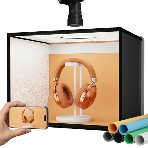 24W Light Box with Adapter, 16"x12" Lightbox for Product Photography | Dimmable LED Lights(CRI>97, 5500K), 6 Anti-Wrinkle Backdrops, Multi-Angle Shooting, Portable&Quick Setup, Unique Front Cover - size: 16*12*12 inch