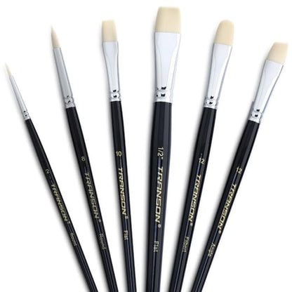 Transon Paint Brush Set 6pcs Art Painting Flexible Bristle for Acrylic Watercolor Gouache Oil Leather Canvas and Face Painting - size: size 2