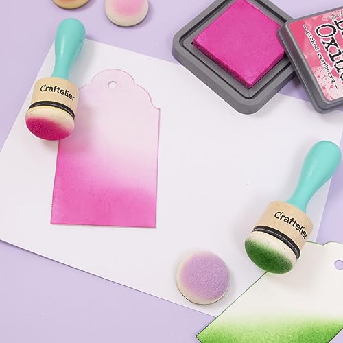 Craftelier - Ink Paints Mixing Blending Tools for Scrapbooking and Other Crafts | Includes 2 Handle Ink Tools + 5 Round Foam Pads Interchangeable of 30 mm Diameter | Turquoise Color - size: Ink and Paints Mixing Blending Tools