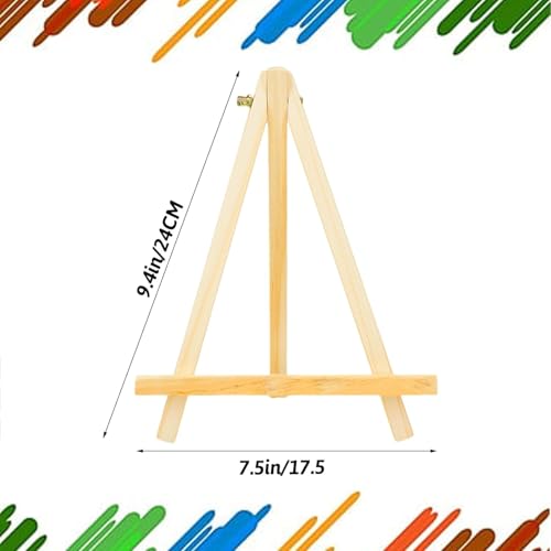 4Pack 9 Inch Pine Wood Easels, Easel Stand for Painting Canvases, Art, and Crafts, Tripod, Painting Party Easel, Kids Student Tabletop Easels for Painting, Portable Canvas Photo Picture Sign Holder - style: 4-pack