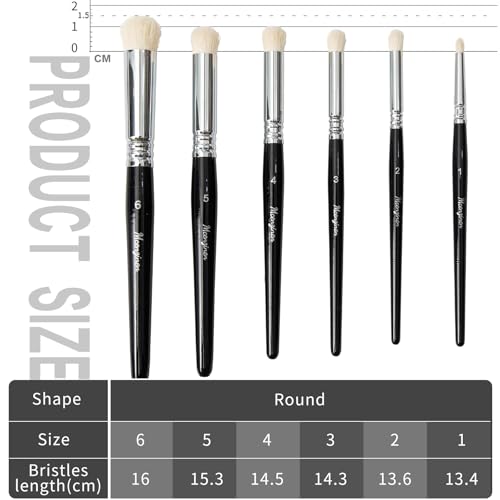 6 Pcs Detail Paint Brush Set | Copper Tube, Double-Wire Binding, Birch Wood Circular Grip for Oil, Watercolour, Acrylic & Digital Art - color: 6pcs Black Circular Brush Head Paintbrushes