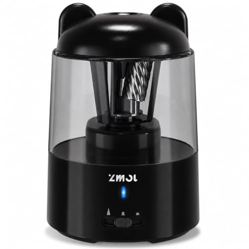 ZMOL Rechargeable Electric Pencil Sharpener for Colored Pencils Black | Automatic Stop 3 Modes To Choose Quick Charge Classroom/Home use - color: Black