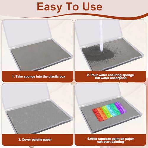 105P Stay Wet Palette for Acrylic Painting Miniatures Paint Pallet | Long Time Keep Wet, Reusable & Save Paint, 100P Palette Paper, 1 Keep Paint Moist Sponge, 3P Miniatures Brush, 1P plastic box
