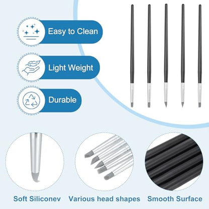 PATIKIL Silicone Clay Sculpting Tool, 15 Pcs Clay Shaping Tool Soft Rubber Modeling Dotting Tool for Pottery Clay Craft Painting Nail Rock, Black/Grey (5mm) - color: Black/Grey, size: 5mm
