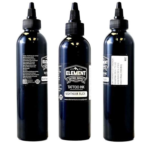 Element Tattoo Supply Nighthawk Black Tattoo Ink 8 oz Bottle - size: 8oz