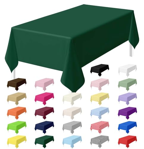 HEIPINIUYE 2 Pack Green Tablecloth Disposable 54 x 108 Inch Green Plastic Table Cloth Disposable Waterproof Rectangle Table Cover for Party Birthday Camping Picnic Tablecloths - color: Green Rectangle Tablecloth, size: 2 Pack