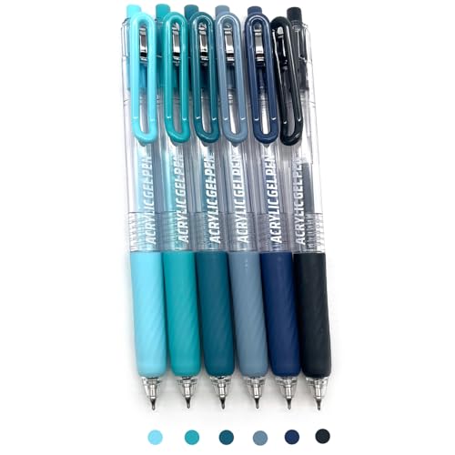 6 Colors 0.7mm Fine Pointed Acrylic Gel Pen Set,Nordic Blus | Fit for Drawing Creation, Daily Painting, Coloring, Card Making, Journaling - color: Blue