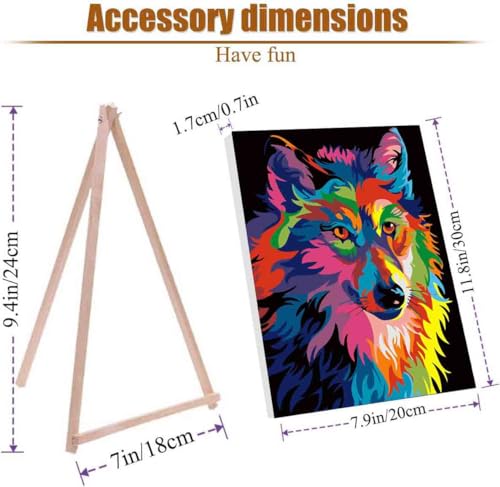 4 Pack Paint by Numbers Kit for Adults Framed Canvas with Wooden Easel | Adults' Paint-by-Number Kits Cat Giraffe Wolf Lion DIY Acrylic Animal Oil Painting Arts Crafts 7.8x11.8inch - color: 4 Pack 20X30in-11, size: 8x12in with Framed - with Wooden Easel