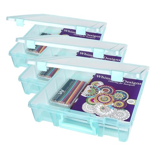 ArtBin 6955AA Super Satchel 1-Compartment Box, Art & Craft Organizer, Translucent Aqua (Pack of 3) - color: Aqua, size: 3 Pack