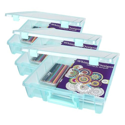 ArtBin 6955AA Super Satchel 1-Compartment Box, Art & Craft Organizer, Translucent Aqua (Pack of 3) - color: Aqua, size: 3 Pack