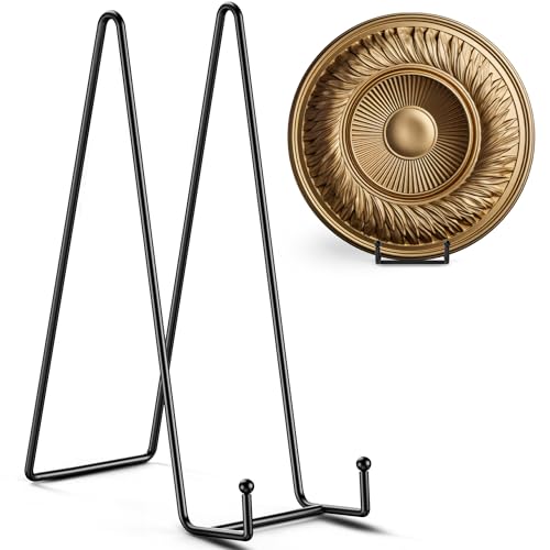 TR-LIFE 12 Inch Plate Stands for Large Heavy Duty Display - Metal Picture Frame Holder Stand + Table Top Easels for Decorative Platter, Book, Plaque, Photo (2 Pack) - size: 12 Inch