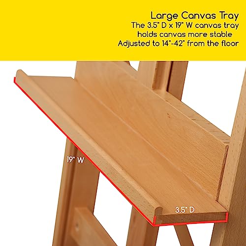 MEEDEN Art Easel for Painting - Heavy Duty H-Frame Artist Easel for Adults, Solid Beechwood Adjustable Studio Easel (69"-95"), Professional Wooden Floor Easel Stand Holds Canvases Up to 48"