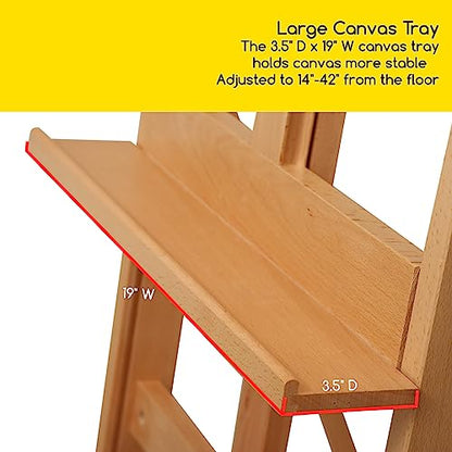 MEEDEN Art Easel for Painting - Heavy Duty H-Frame Artist Easel for Adults, Solid Beechwood Adjustable Studio Easel (69"-95"), Professional Wooden Floor Easel Stand Holds Canvases Up to 48"