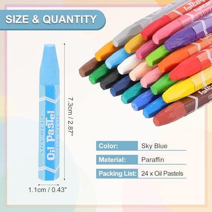 PATIKIL Sky Blue Oil Pastels, 24Pcs Soft Oil Crayons Vibrant and Creamy Pastels Stick Art Supplies for Art Painting Drawing Blending Graffiti for Artists Beginners - color: Sky Blue