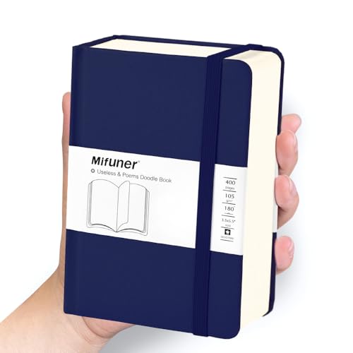 Mix Media Pad,3.5"x5.5" Small Hardcover Leather Art Sketchbook,105 GSM 200 Sheets/400 Pages Acid Free Artistic Painting Drawing Sketching Writing Paper, Handy Pocket Journal Notebook. Dark Blue - color: 105gsm-dark blue