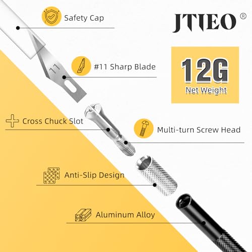 JTIEO Exacto Knife Set,74 Pack Hobby Knife with 4 Upgrade Sharp Hobby Knives and 70 Spare Exacto Knife Blades for Art,Stencil,Scrapbooking (Black) - color: Black