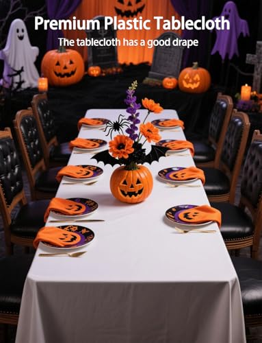 54 in X 32.8 Ft Plastic Table Cloth Roll Disposable Blue Tablecloth with Slide Cutter Box for Rectangle Round Tables,Picnic,Camping,Banquet,Party,Birthdays, Baby Shower [with Fixed Stickers] - color: Blue, size: 393.7" x 54" (Rectangular)