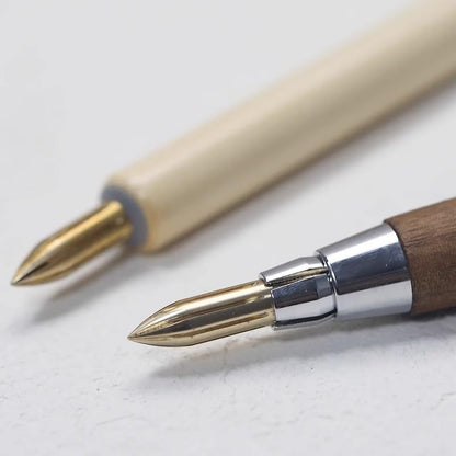 brass dipping pen color titanium all copper handmade stainless steel calligraphy hand drawn flower body painting watercolor (Brass + pen barrel) - color: Brass + pen barrel
