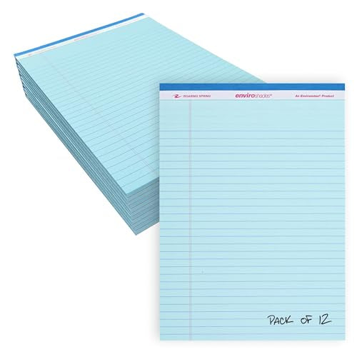 ROARING SPRING Enviroshades Blue Legal Pads, 12 Pack, Legal Ruled Recycled Colored Writing Note Pads, 8.5" x 11", 50 Sheets, Perforated Paper, Made in USA, Memo Pad For School & Office - color: Blue, style: 12 Pack
