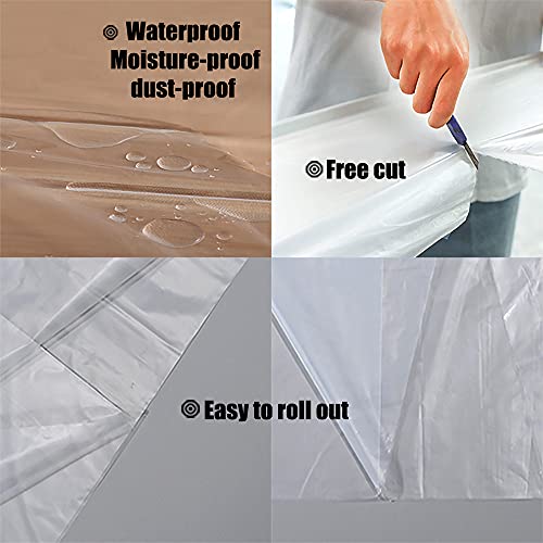 30 Pieces Plastic Drop Sheets for Painting, Waterproof and Dust-Proof Clear Cloth for Furniture Cover, 9x12 Feet Tarps - size: 30 Pieces