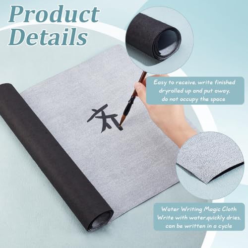 PH PandaHall 6pcs No Ink Chinese Calligraphy Kits Reusable Writing Magic Water Cloth Paper Set Chinese Calligraphy Mat for Chinese New Year, Student Beginners Practicing Chinese Calligraphy 54.3x13.5