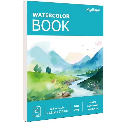 Hapikalor Watercolor Paper Pad, 8.5"x11" Water Color Paper, 140lb/300gsm | Artist Painting Drawing Paper Book, Art Supplies for Adults Kids, Watercolors, Watercolor Paint Set, Sketchbook, Teal - color: Teal, size: 8.5"x11" Pad