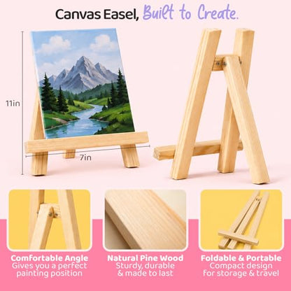 Chalkola Acrylic Paint Set for Adults & Kids - 56 Pcs Canvas Painting Kit with 32 Paints (22ml), 10 Brushes, 10 Canvases, Tabletop Easel, Palette, Knife - Professional Craft & Art Painting Supplies | 32 Acrylic Paints (22ml), 10 Brushes, 10 Canvases, Tabl