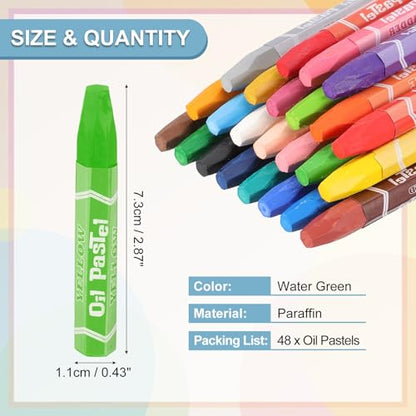 PATIKIL Water Green Oil Pastels, 48Pcs Soft Oil Crayons Pastels Stick Vibrant and Creamy Art Supplies Bulk for Artists Beginners Art Painting Drawing Blending Graffiti Gallery - color: Water Green