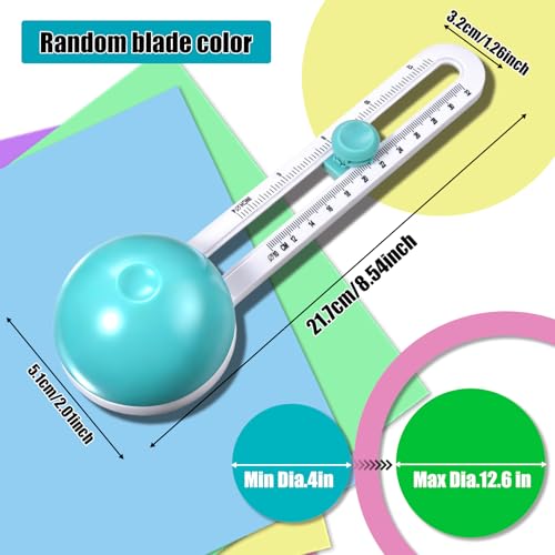 Circular Rotary Cutter, Adjustable Circle Cutters for Home Office School DIY Crafts, Craft Circle Cutter with Inch & Metric Scale (4-12.6 Inch Cutting Range)
