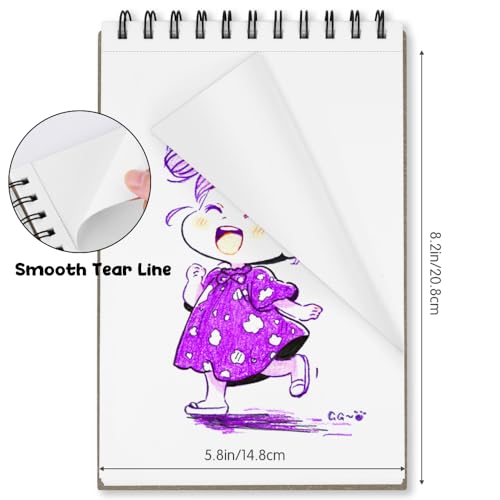 5.8x8.3in Sketch Book, 60Sheets Spiral Bound Notebooks, Bright White 92lbs/150gsm Acid-Free Drawing Paper for Painting,Sketching, Professional Sketch Pad for Artists, Beginners. BW-Light Coffee - color: Bright White-Light Coffee