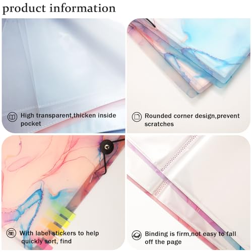 A3 Diamond Painting Storage Book,Marble Pink 40 Pages Art Portfolios Case - color: Marble Pink-40 Sleeves
