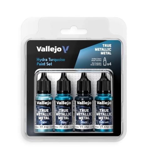 Vallejo - Hydra Turquoise Set, True Metallic Metal, 4 Bottles x 0.6 fl.oz. - color: Hydra Turquoise