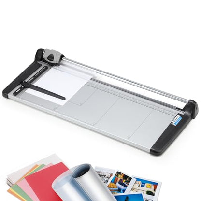 670mm(26.37") Rotary Paper Trimmer, 15 Sheets Heavy Duty Paper Trimmer | Sharp & Safe Blade, Effective for A2-A6 Sizes, Commercial Grade Rotary Paper Cutter for Home/Office/School, Black & Silver - size: 26.37"